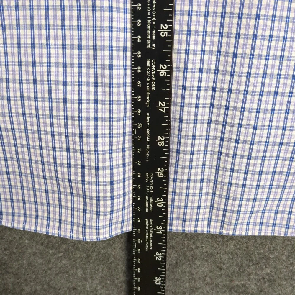Banana Republic Mens Large Non-Iron Slim Fit Plaid Button Down Shirt Blue Purple